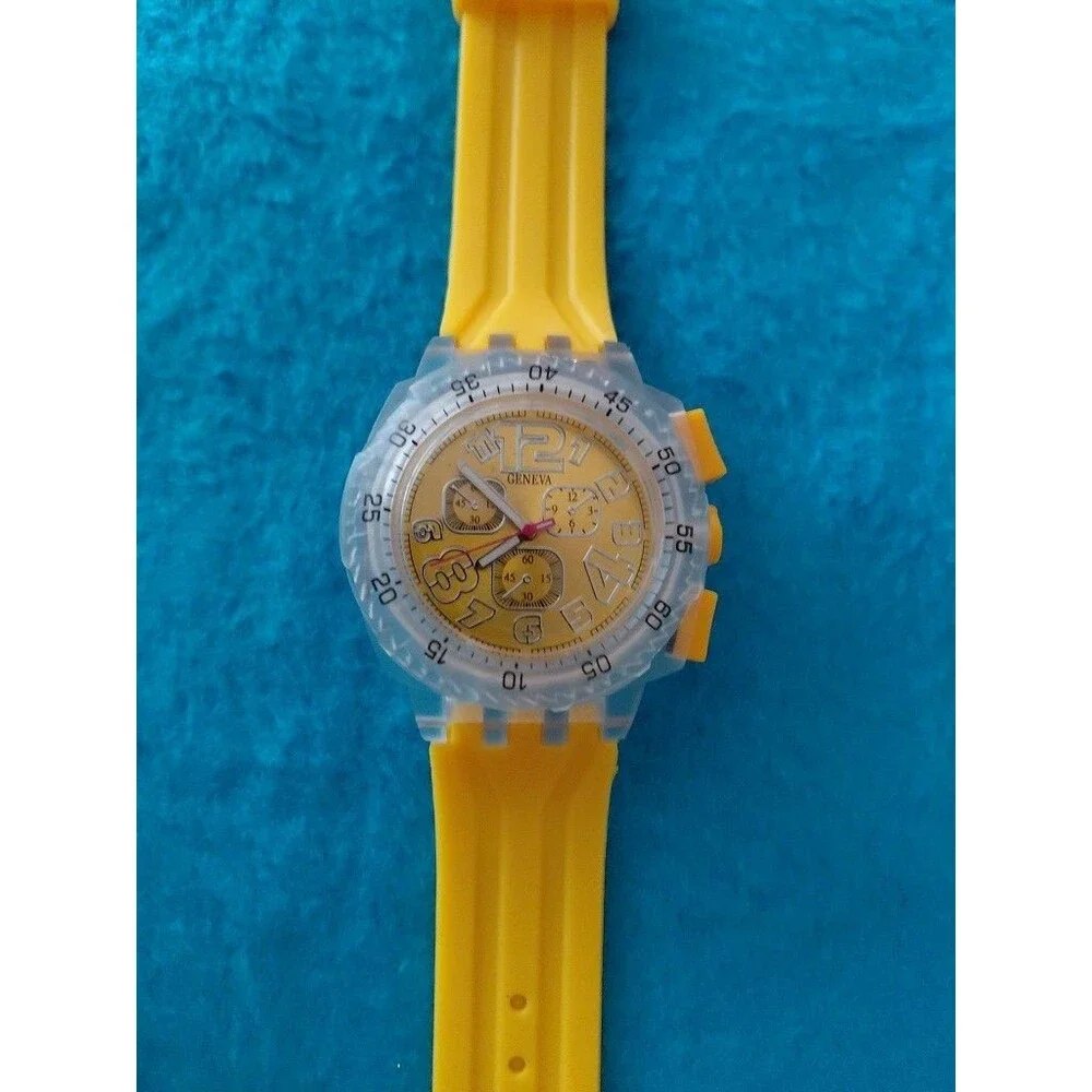 New Geneva Unisex Yellow And Clear Watch